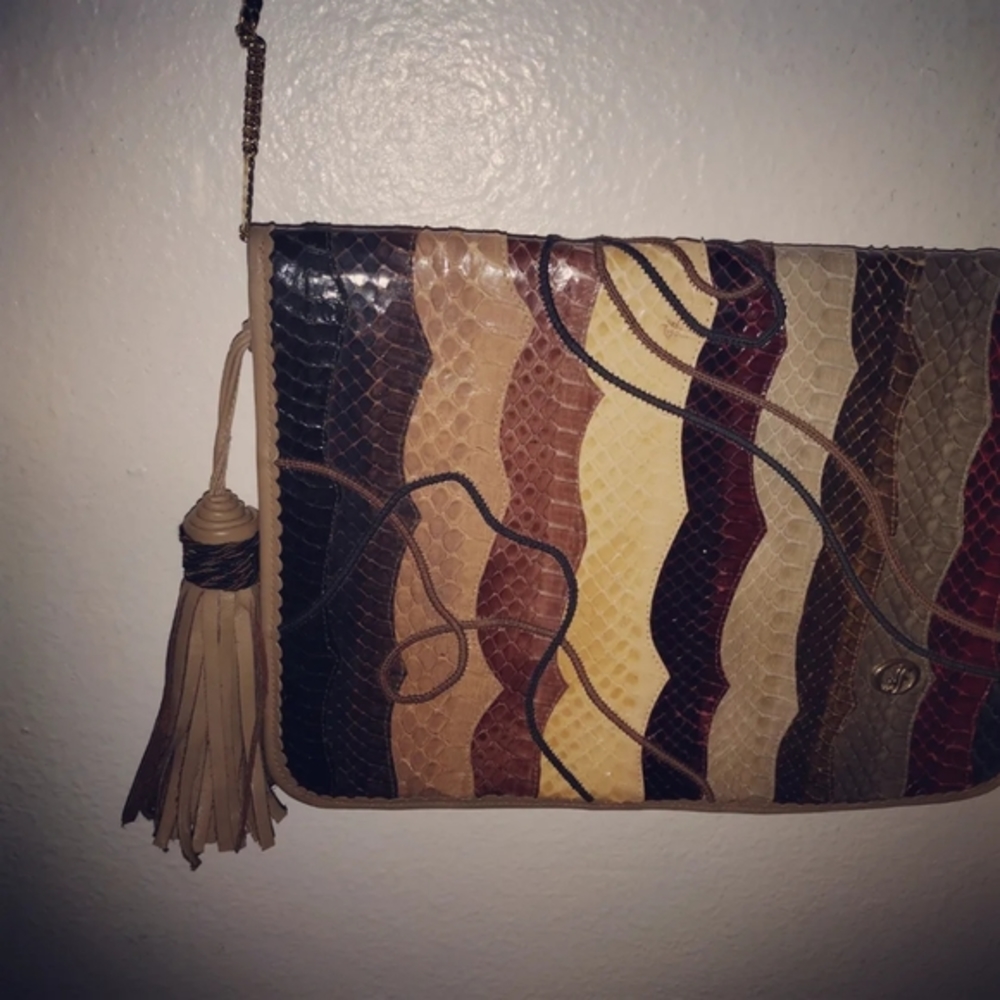 Vintage Carlo Fiori made in itay snake skin color chain crossbody - Picture 2 of 4